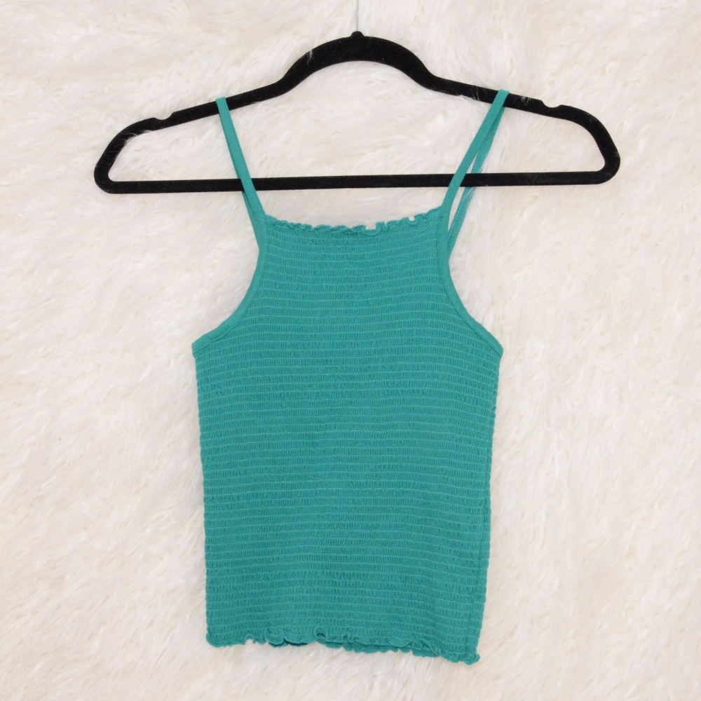 Primark- Teal Scrunchy Stretch Crop Top!NEW-Size 4